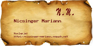 Nicsinger Mariann névjegykártya